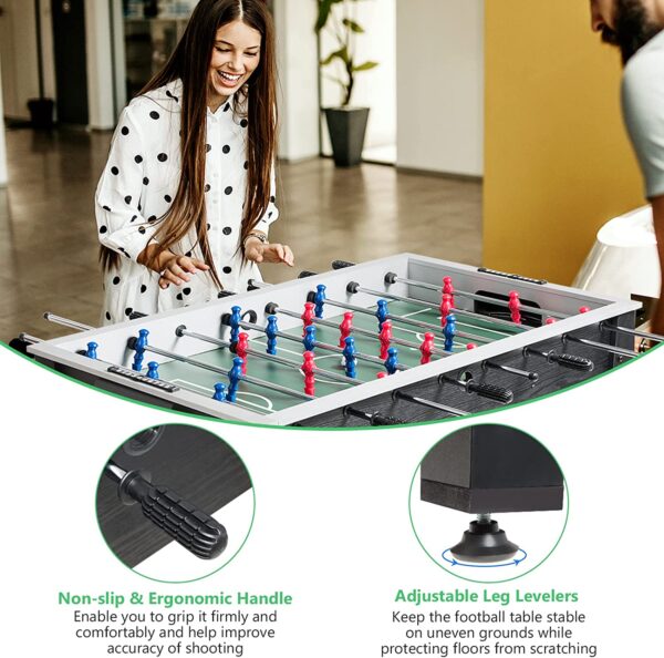 Mesa de futbolín de 48 pulgadas, mesa de juego de fútbol para multijugador con 2 pelotas, tabla de fútbol de madera para adultos y niños - Imagen 3