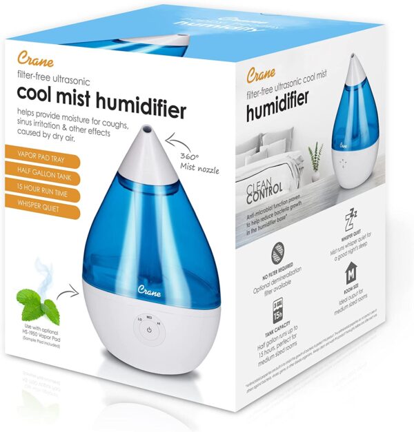 Humidificador Crane  ultrasónico de neblina fría , Azul, TV209643, 19watts, 230 volts - Imagen 3