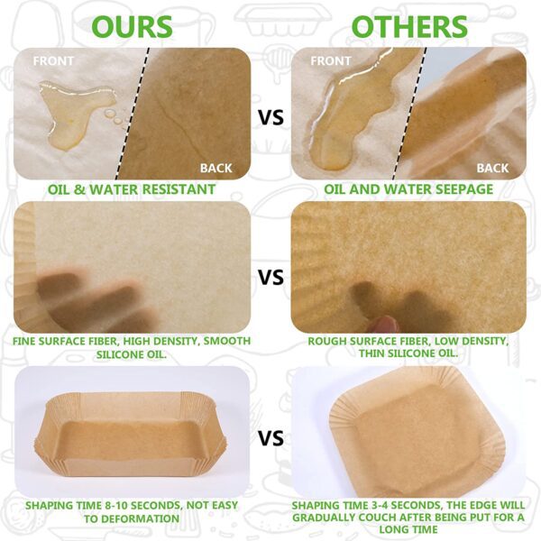Forros de papel para freidora de aire, forro de papel desechable para freidora de aire doble ninja, papel pergamino, papel pergamino de grado alimenticio y papel de hornear, impermeable y a prueba de aceite, para hornear asar (125 piezas) - Imagen 6