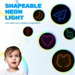 Tira de luz de neón moldeable, tira de luces LED de neón flexible para niños y adultos, letrero de neón de silicona de 3.28 pies para decoración de pared de dormitorio, USB de 5 V o funciona con pilas, verde - Imagen 4