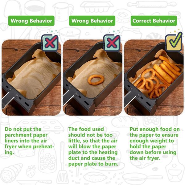 Forros de papel para freidora de aire, forro de papel desechable para freidora de aire doble ninja, papel pergamino, papel pergamino de grado alimenticio y papel de hornear, impermeable y a prueba de aceite, para hornear asar (125 piezas) - Imagen 3