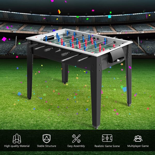 Mesa de futbolín de 48 pulgadas, mesa de juego de fútbol para multijugador con 2 pelotas, tabla de fútbol de madera para adultos y niños - Imagen 6