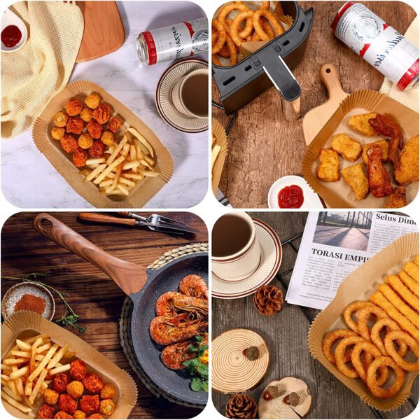 Forros de papel para freidora de aire, forro de papel desechable para freidora de aire doble ninja, papel pergamino, papel pergamino de grado alimenticio y papel de hornear, impermeable y a prueba de aceite, para hornear asar (125 piezas) - Imagen 4