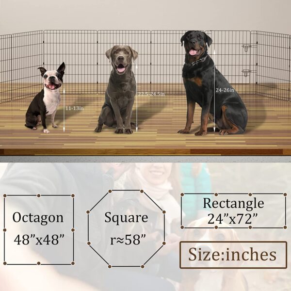 Encierro plegable para mascotas, 8 paneles de 36 pulgadas, corralito para mascotas, ideal para mascotas, animales medianos al aire libre, interiores - Imagen 7