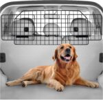 Barrera protectora para perros en automóvil, ajustable, corte universal, resistente, malla de alambre y divisor de seguridad para camionetas y vehículos