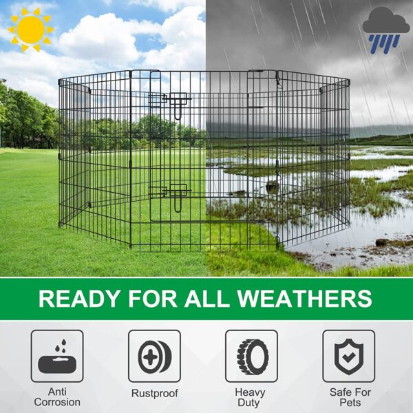 Encierro plegable para mascotas, 8 paneles de 36 pulgadas, corralito para mascotas, ideal para mascotas, animales medianos al aire libre, interiores - Imagen 6