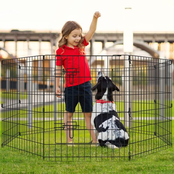 Encierro plegable para mascotas, 8 paneles de 36 pulgadas, corralito para mascotas, ideal para mascotas, animales medianos al aire libre, interiores - Imagen 5