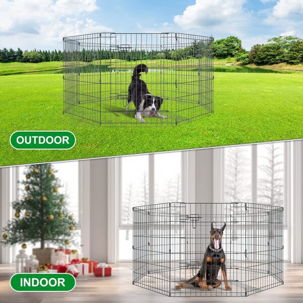 Encierro plegable para mascotas, 8 paneles de 36 pulgadas, corralito para mascotas, ideal para mascotas, animales medianos al aire libre, interiores - Imagen 3