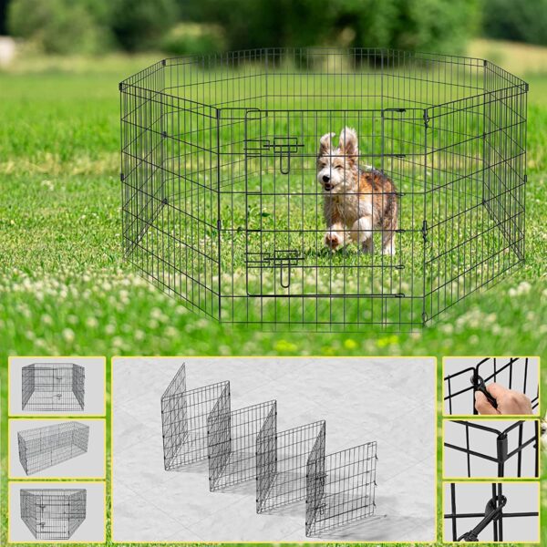 Encierro plegable para mascotas, 8 paneles de 36 pulgadas, corralito para mascotas, ideal para mascotas, animales medianos al aire libre, interiores - Imagen 2