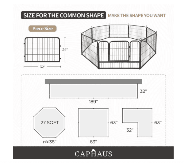 Encierro plegable de metal para mascota 24 pulgadas 8 pliegos - Imagen 5