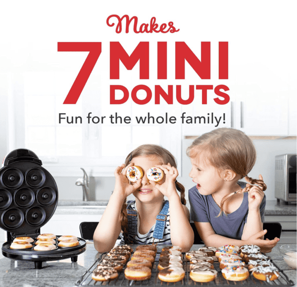 Mini Donas DASH Mini máquina para hacer donas para desayuno, aperitivos, postres y más aptos para niños, con superficie antiadherente, hace 7 donas - Imagen 7