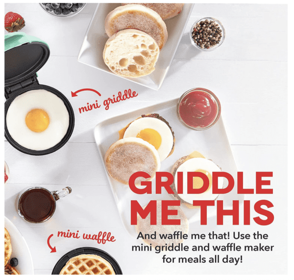 DASH Mini Maker waflera + plancha, paquete de 2 planchas + plancha de gofre, color aguamarina - Imagen 5