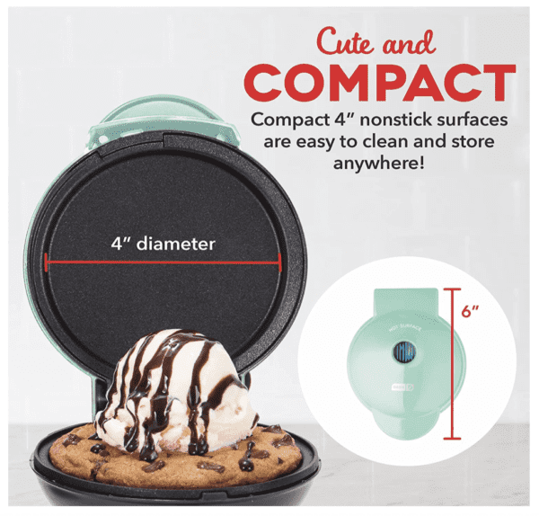 DASH Mini Maker waflera + plancha, paquete de 2 planchas + plancha de gofre, color aguamarina - Imagen 4