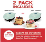 DASH Mini Maker waflera + plancha, paquete de 2 planchas + plancha de gofre, color aguamarina