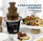 Fuente eléctrica de fondue de chocolate, Nostalgia  24 onzas, juego de 3 niveles, máquina de fuente para queso, chocolate derretido, licores, negro - Imagen 6