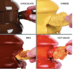 Fuente eléctrica de fondue de chocolate, Nostalgia  24 onzas, juego de 3 niveles, máquina de fuente para queso, chocolate derretido, licores, negro - Imagen 3