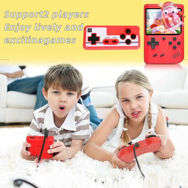 Consola de juegos de mano para niños, consola de juegos retro para adultos, mini juegos portátiles de mano con 500 juegos clásicos, pantalla a color de 3.0 pulgadas, compatible con dos jugadores - Imagen 10