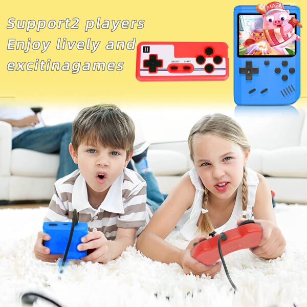 Consola de juegos de mano para niños, consola de juegos retro para adultos, mini juegos portátiles de mano con 500 juegos clásicos, pantalla a color de 3.0 pulgadas, compatible con dos jugadores - Imagen 3