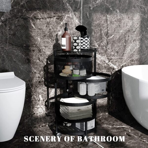 Estante de almacenamiento giratorio para cocina, cesta de frutas giratoria, estante de almacenamiento de cocina de frutas y verduras, cestas de almacenamiento de papas con ruedas, cesta de frutas de acero inoxidable material de metal (4+1 capa) - Imagen 7