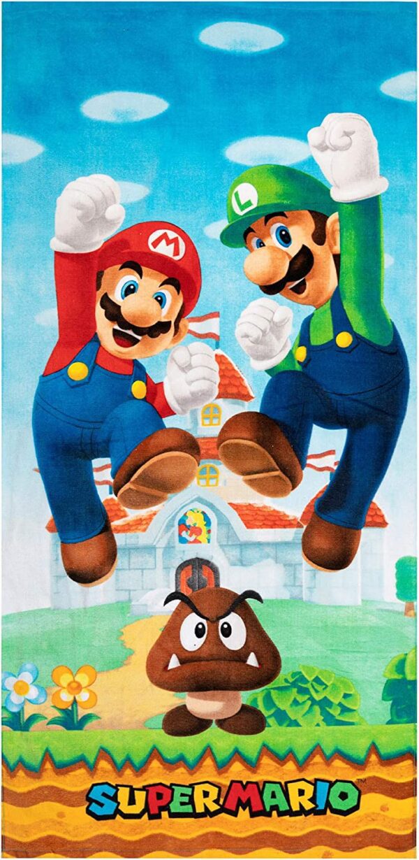 Super Mario Bros - Toalla de baño de algodón súper suave para niños, 58 x 28 pulgadas, por Franco - Imagen 6