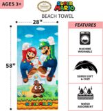 Super Mario Bros - Toalla de baño de algodón súper suave para niños, 58 x 28 pulgadas, por Franco - Imagen 4