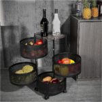 Estante de almacenamiento giratorio para cocina, cesta de frutas giratoria, estante de almacenamiento de cocina de frutas y verduras, cestas de almacenamiento de papas con ruedas, cesta de frutas de acero inoxidable material de metal (4+1 capa) - Imagen 4