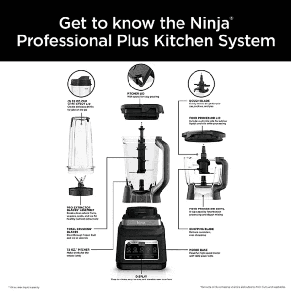 Licuadora BN800 series Ninja Professional Plus Kitchen Blender System and 8-Cup Food Processor - Imagen 3