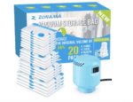 Bolsas de almacenamiento al vacío con bomba de aire eléctrica, paquete de 20 (4 jumbo, 4 grandes, 4 medianas, 4 pequeñas, 4 bolsas enrollables) bolsa de ahorro de espacio para ropa, colchón, manta, edredón, viajes, mudanza