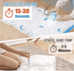 Bolsas de almacenamiento al vacío con bomba de aire eléctrica, paquete de 20 (4 jumbo, 4 grandes, 4 medianas, 4 pequeñas, 4 bolsas enrollables) bolsa de ahorro de espacio para ropa, colchón, manta, edredón, viajes, mudanza - Imagen 7