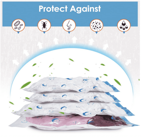 Bolsas de almacenamiento al vacío con bomba de aire eléctrica, paquete de 20 (4 jumbo, 4 grandes, 4 medianas, 4 pequeñas, 4 bolsas enrollables) bolsa de ahorro de espacio para ropa, colchón, manta, edredón, viajes, mudanza - Imagen 4