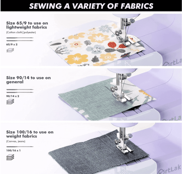 Máquinas de coser Mini, máquina de coser portátil para principiantes con 16 costuras integradas y costura inversa, máquina de reparación multifunción pequeña con kit de accesorios pedal para el día de la familia del niño - Imagen 6