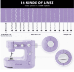 Máquinas de coser Mini, máquina de coser portátil para principiantes con 16 costuras integradas y costura inversa, máquina de reparación multifunción pequeña con kit de accesorios pedal para el día de la familia del niño - Imagen 5