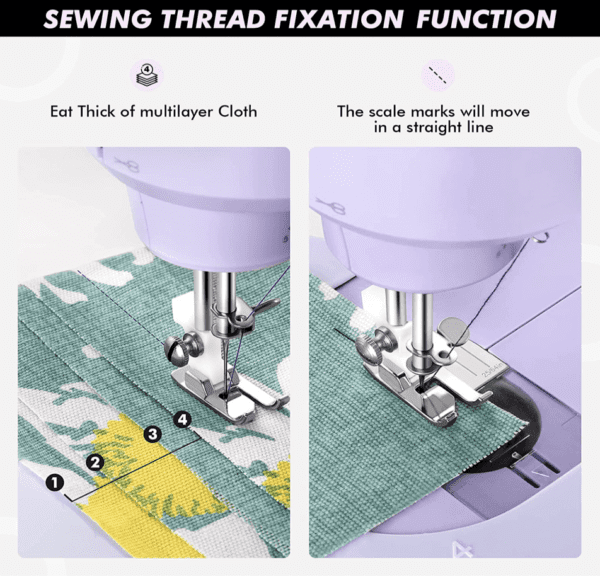 Máquinas de coser Mini, máquina de coser portátil para principiantes con 16 costuras integradas y costura inversa, máquina de reparación multifunción pequeña con kit de accesorios pedal para el día de la familia del niño - Imagen 3