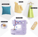 Máquinas de coser Mini, máquina de coser portátil para principiantes con 16 costuras integradas y costura inversa, máquina de reparación multifunción pequeña con kit de accesorios pedal para el día de la familia del niño - Imagen 2