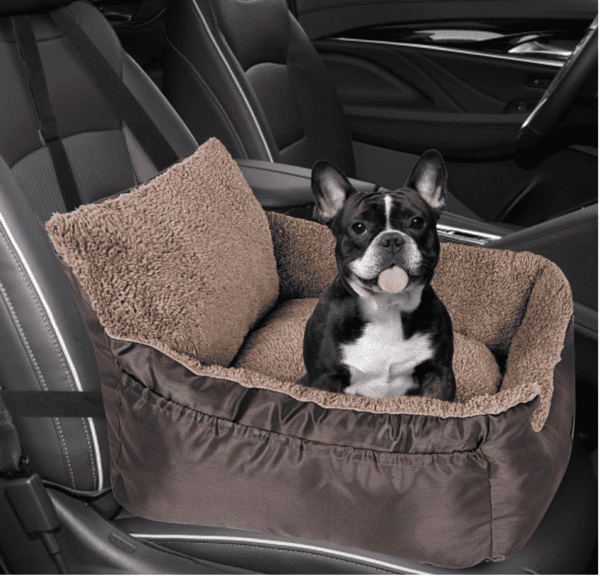 Asiento de coche para perros, asiento de automóvil para perros pequeños, cama transportadora de viaje con bolsillos de almacenamiento y hebilla de seguridad ajustable, asiento de automóvil impermeable para mascotas para asiento trasero y delantero del automóvil - Imagen 7