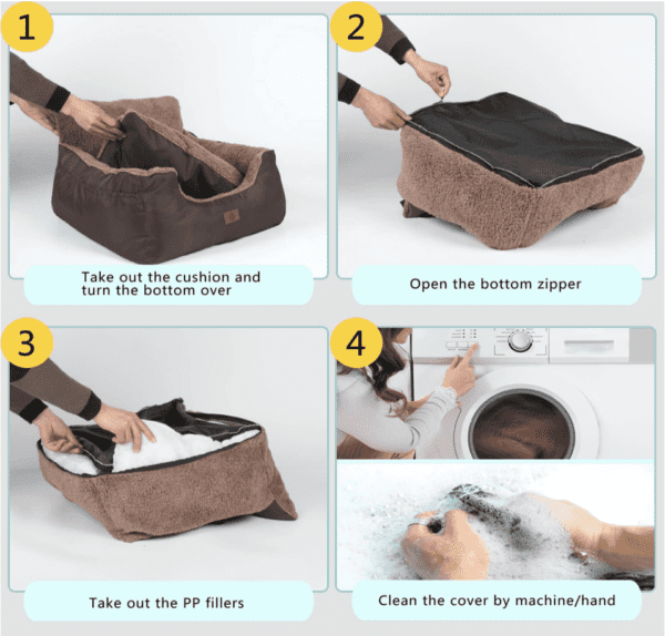 Asiento de coche para perros, asiento de automóvil para perros pequeños, cama transportadora de viaje con bolsillos de almacenamiento y hebilla de seguridad ajustable, asiento de automóvil impermeable para mascotas para asiento trasero y delantero del automóvil - Imagen 3