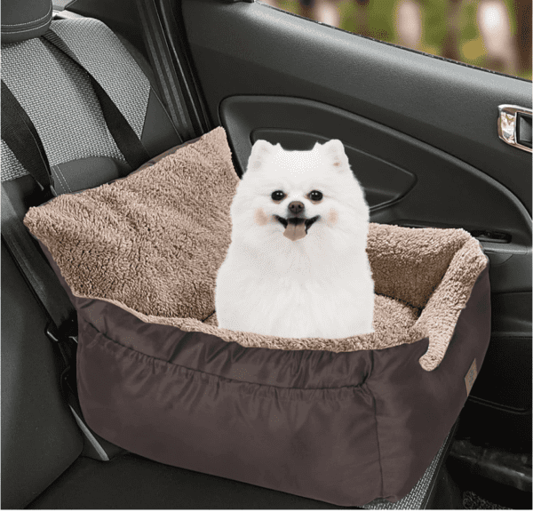 Asiento de coche para perros, asiento de automóvil para perros pequeños, cama transportadora de viaje con bolsillos de almacenamiento y hebilla de seguridad ajustable, asiento de automóvil impermeable para mascotas para asiento trasero y delantero del automóvil - Imagen 2