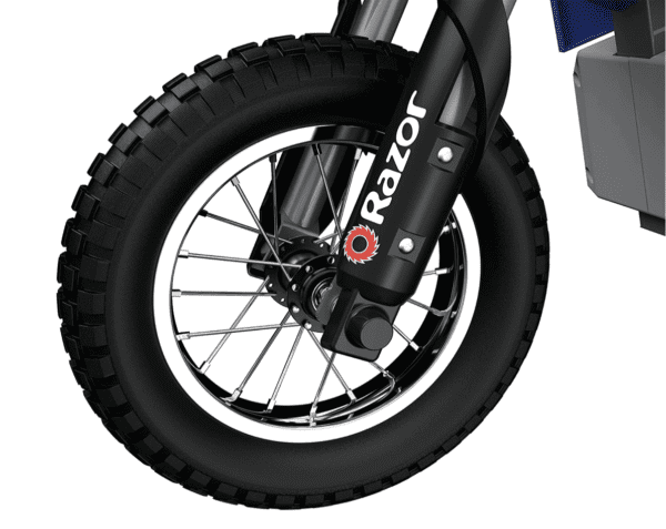 Razor MX350 Dirt Rocket - Bicicleta eléctrica para motocross todoterreno para mayores de 13 años, hasta 30 minutos de tiempo de conducción continua, neumáticos llenos de aire de 12 pulgadas, freno trasero operado a mano, acelerador de agarre giratorio, motor impulsado por cadena - Imagen 5