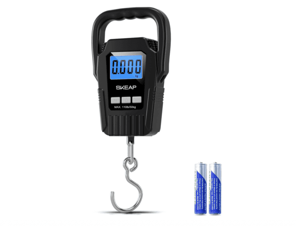 Báscula digital de peces para colgar, báscula de equipaje de 110 libras/110.2 lbs, asa grande mejorada y pantalla LCD retroiluminada, báscula postal, negro, regalos de pesca para hombres, ideas de regalo, color negro - Imagen 8