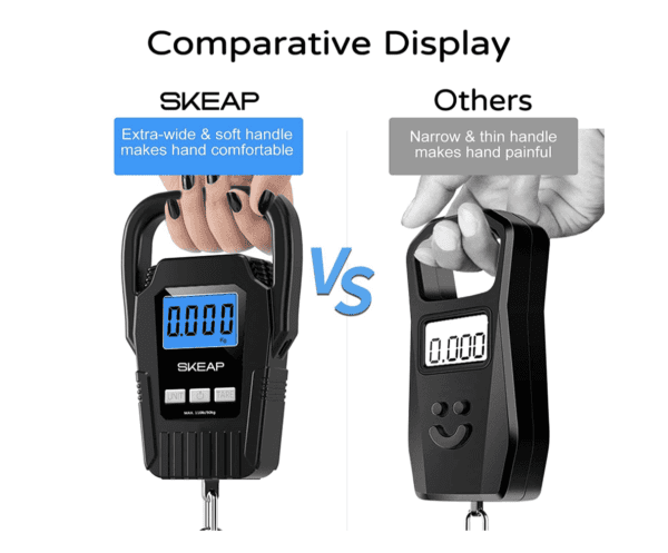 Báscula digital de peces para colgar, báscula de equipaje de 110 libras/110.2 lbs, asa grande mejorada y pantalla LCD retroiluminada, báscula postal, negro, regalos de pesca para hombres, ideas de regalo, color negro - Imagen 6