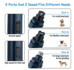 Corta uñas para mascota - Lima de uñas para perro. Recortador de uñas de mascota profesional de 2 velocidades, eléctrico, recargable, sin dolor, cuidado y suavizado de garras para perros y gatos pequeños y medianos, Azul oscuro - Imagen 6