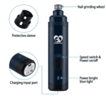 Corta uñas para mascota - Lima de uñas para perro. Recortador de uñas de mascota profesional de 2 velocidades, eléctrico, recargable, sin dolor, cuidado y suavizado de garras para perros y gatos pequeños y medianos, Azul oscuro - Imagen 2