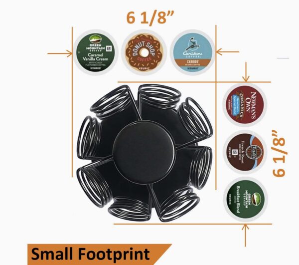 Carrusel de taza K, soporte organizador de almacenamiento de cápsulas de café, viene todo en una pieza, no requiere montaje, 1 unidad, negro (capacidad de 40 cápsulas, negro) - Imagen 3
