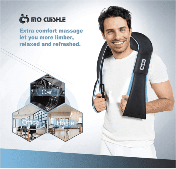 Masajeador de hombros Shiatsu, masaje eléctrico de amasamiento profundo con calor para alivio muscular, espalda cansada, cuello, hombros y piernas - Imagen 9