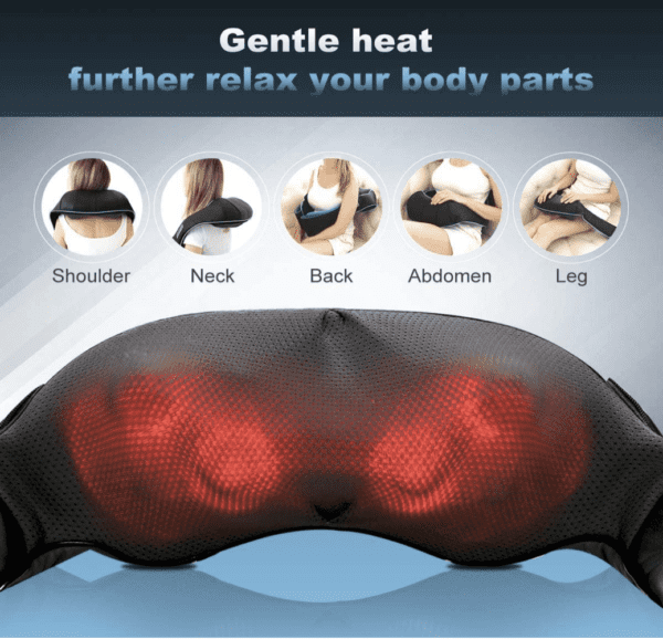 Masajeador de hombros Shiatsu, masaje eléctrico de amasamiento profundo con calor para alivio muscular, espalda cansada, cuello, hombros y piernas - Imagen 7