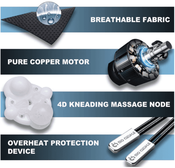 Masajeador de hombros Shiatsu, masaje eléctrico de amasamiento profundo con calor para alivio muscular, espalda cansada, cuello, hombros y piernas - Imagen 5