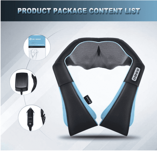 Masajeador de hombros Shiatsu, masaje eléctrico de amasamiento profundo con calor para alivio muscular, espalda cansada, cuello, hombros y piernas - Imagen 3