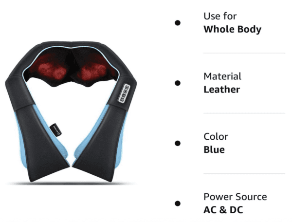 Masajeador de hombros Shiatsu, masaje eléctrico de amasamiento profundo con calor para alivio muscular, espalda cansada, cuello, hombros y piernas - Imagen 2