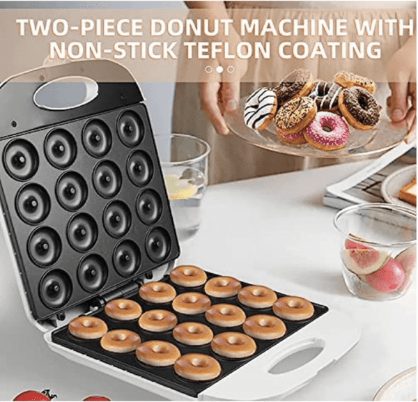 Máquina para hacer donas - Fácil y conveniente donas caseras, perfecta para la familia, fiestas, tiendas de pasteles, tiendas de té con leche, panaderías, máquina para hacer donas eléctrica antiadherente de 1400 W, 60 Hz, color blanco - Imagen 3