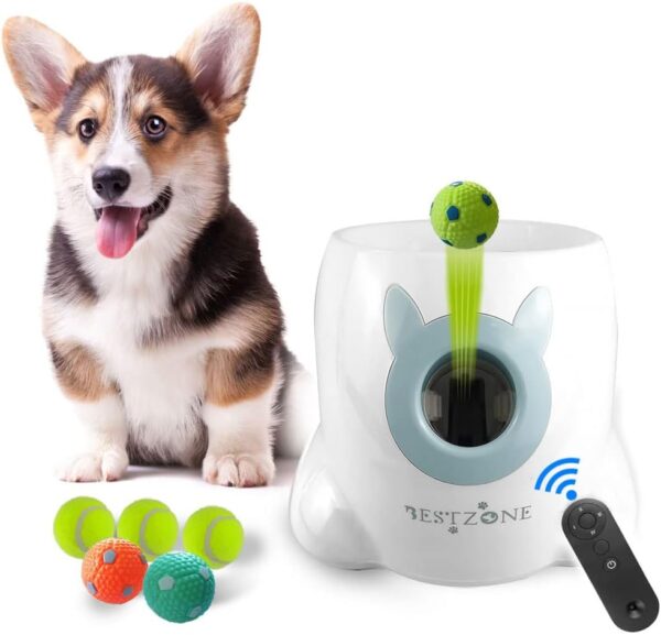 Lanzador automático de pelotas para perros, lanzador automático de pelotas para perros, máquina lanzadora de pelotas de tenis para perros, juguetes interactivos para perros, 6 pelotas incluidas - Imagen 2